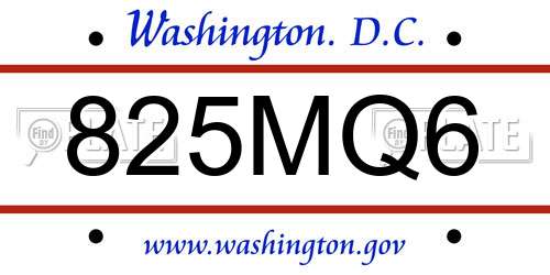 825MQ6 District Of Columbia License Plate
