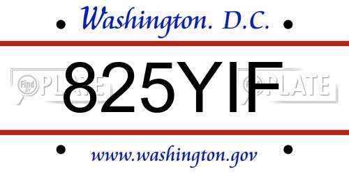 825YIF District Of Columbia License Plate