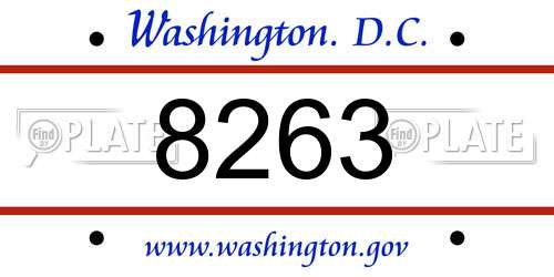 8263 District Of Columbia License Plate