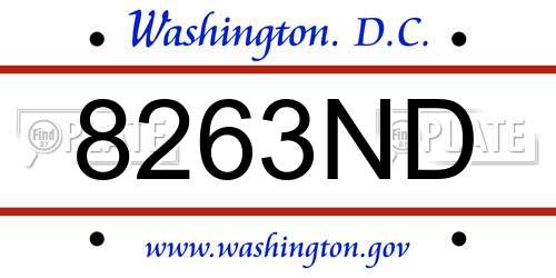 8263ND District Of Columbia License Plate