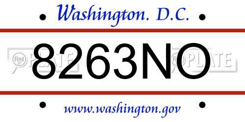 8263NO District Of Columbia License Plate