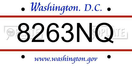 8263NQ District Of Columbia License Plate