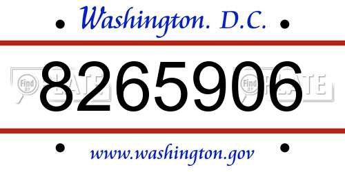 8265906 District Of Columbia License Plate