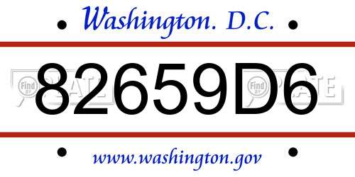 82659D6 District Of Columbia License Plate