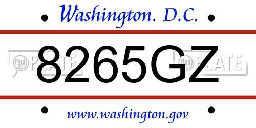 8265GZ District Of Columbia License Plate