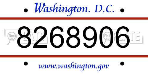 8268906 District Of Columbia License Plate