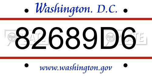 82689D6 District Of Columbia License Plate