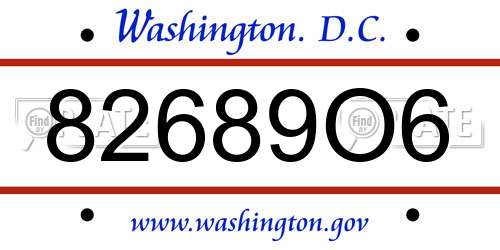 82689O6 District Of Columbia License Plate