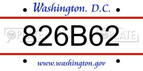826B62 District Of Columbia License Plate