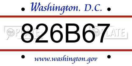 826B67 District Of Columbia License Plate