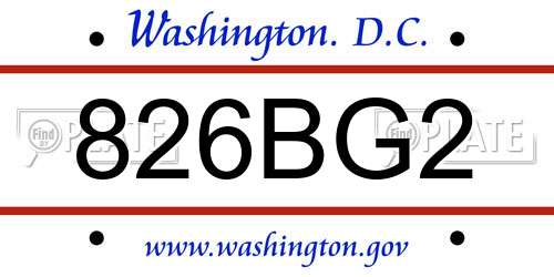 826BG2 District Of Columbia License Plate