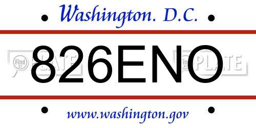 826ENO District Of Columbia License Plate