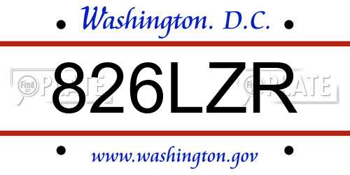 826LZR District Of Columbia License Plate