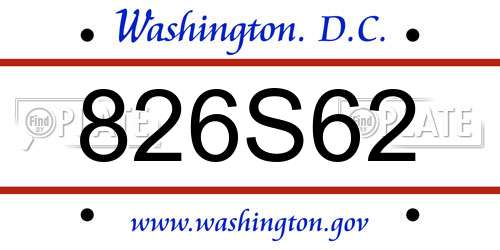 826S62 District Of Columbia License Plate