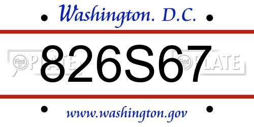 826S67 District Of Columbia License Plate