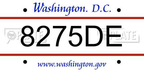 8275DE District Of Columbia License Plate