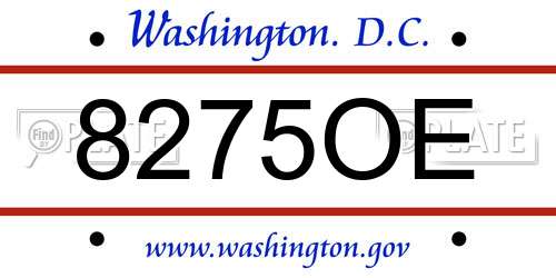 8275OE District Of Columbia License Plate