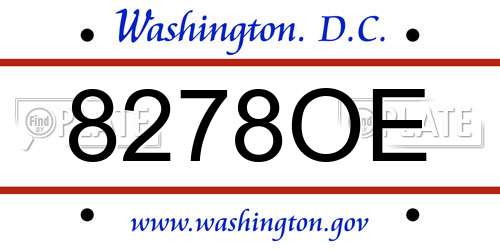 8278OE District Of Columbia License Plate