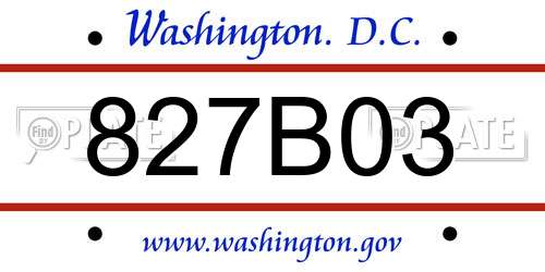 827B03 District Of Columbia License Plate