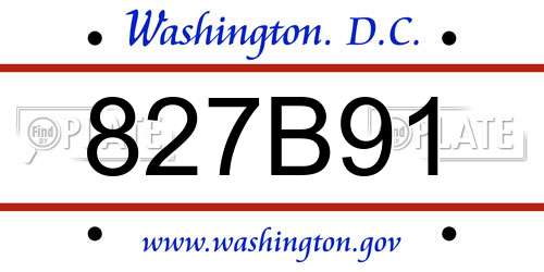 827B91 District Of Columbia License Plate