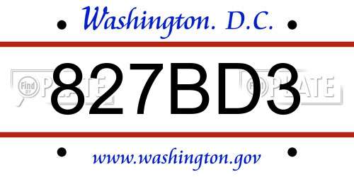 827BD3 District Of Columbia License Plate