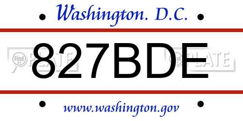 827BDE District Of Columbia License Plate