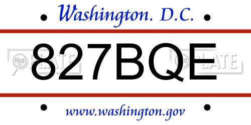 827BQE District Of Columbia License Plate