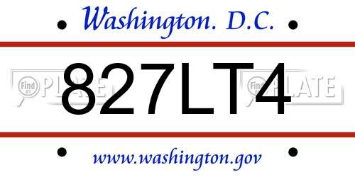 827LT4 District Of Columbia License Plate