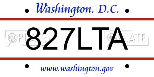827LTA District Of Columbia License Plate