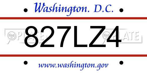 827LZ4 District Of Columbia License Plate