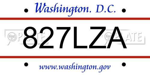 827LZA District Of Columbia License Plate