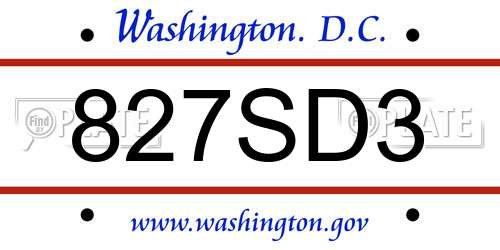 827SD3 District Of Columbia License Plate