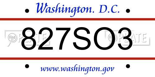 827SO3 District Of Columbia License Plate