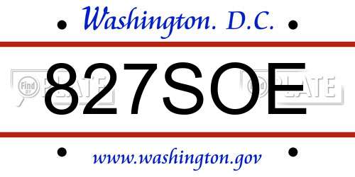 827SOE District Of Columbia License Plate