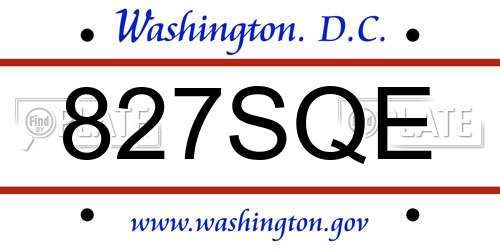 827SQE District Of Columbia License Plate