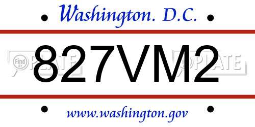 827VM2 District Of Columbia License Plate
