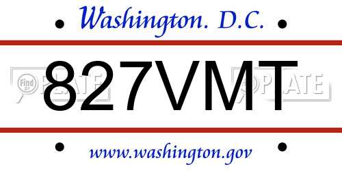 827VMT District Of Columbia License Plate