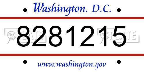 8281215 District Of Columbia License Plate