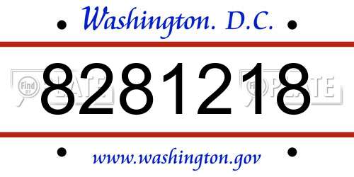 8281218 District Of Columbia License Plate