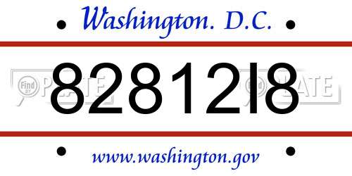 82812I8 District Of Columbia License Plate