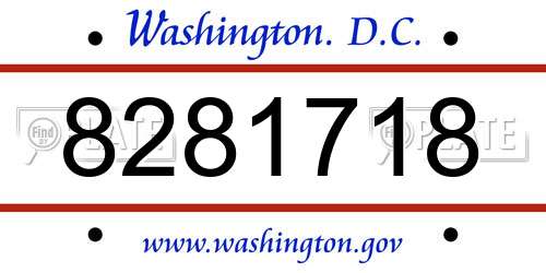 8281718 District Of Columbia License Plate
