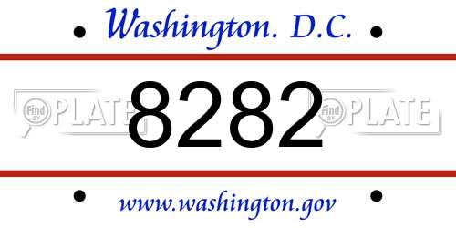 8282 District Of Columbia License Plate