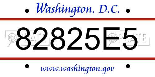 82825E5 District Of Columbia License Plate