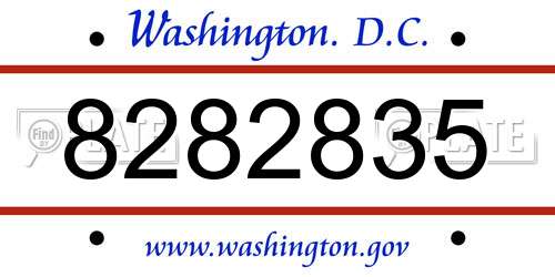 8282835 District Of Columbia License Plate