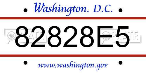 82828E5 District Of Columbia License Plate