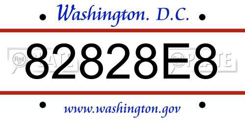 82828E8 District Of Columbia License Plate