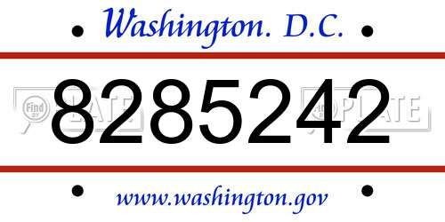 8285242 District Of Columbia License Plate