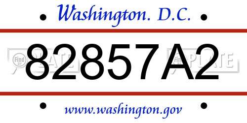 82857A2 District Of Columbia License Plate