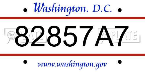82857A7 District Of Columbia License Plate