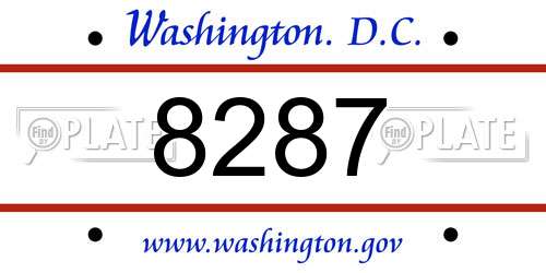 8287 District Of Columbia License Plate
